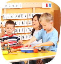 woman and two kids having an activity