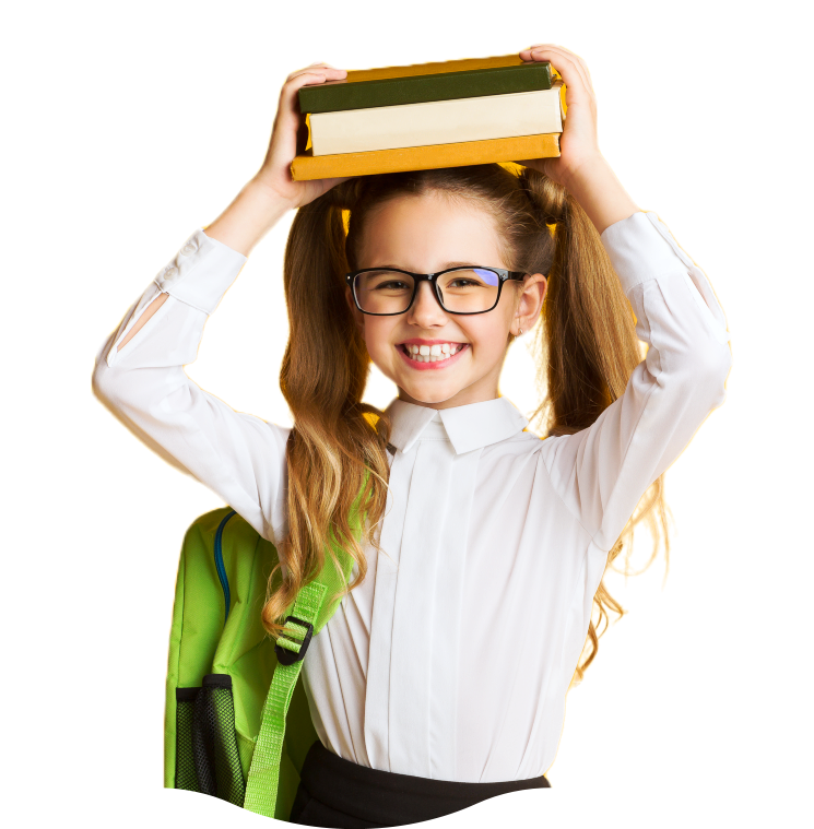 little girl with eyeglasses smiling