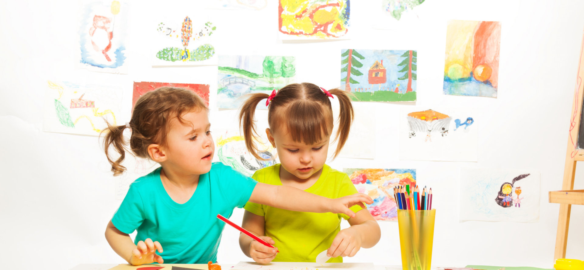 kids using color pencil